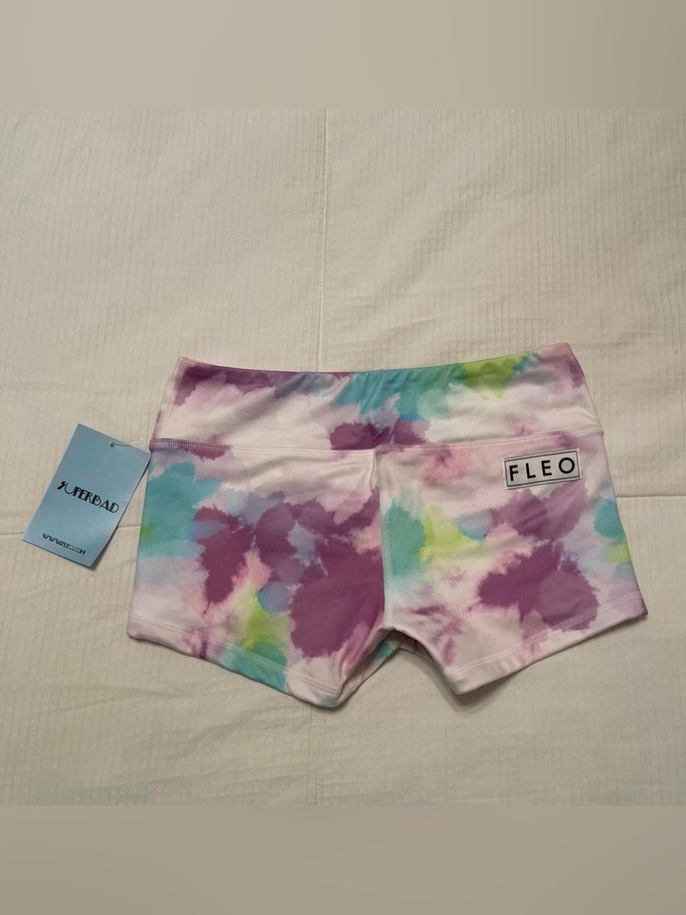 Fleo Women's Pastel Tie-Dye Bike Shorts - Purple, Aqua, Lime